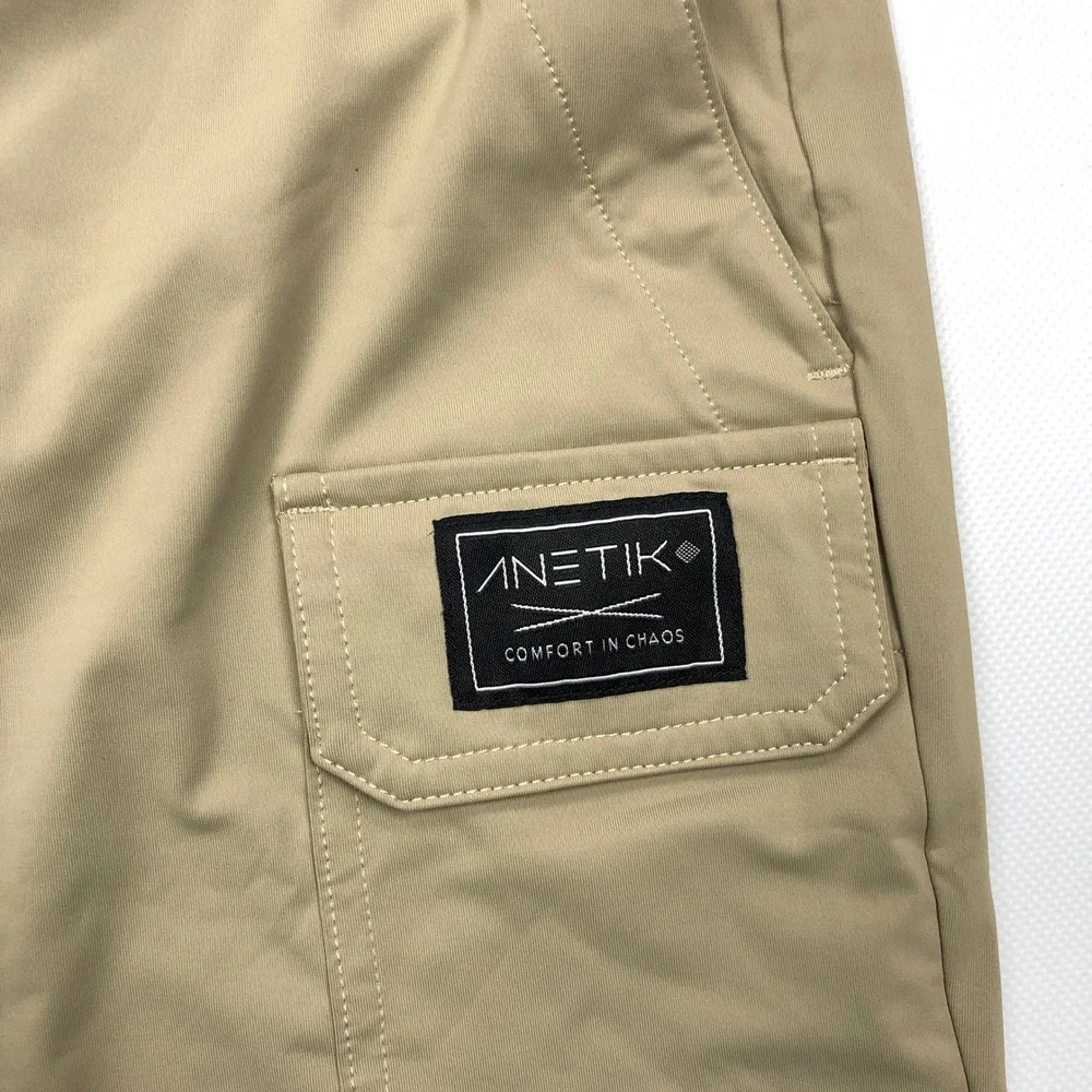Anetik Mens Roam Tech Utility Pants 32-S Tan Khaki Stretch